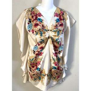 Anthropologie Yoana Baraschi Floral Silk Cotton Tunic Top or Short dress XS